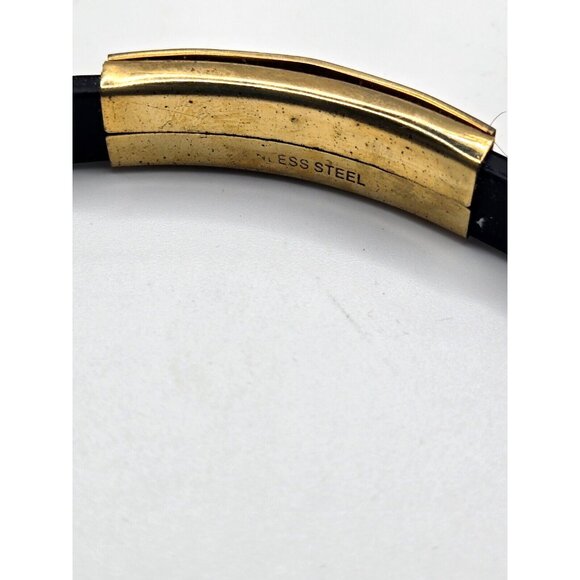 Stainless Steel and rubber bracelet.  Stainless front and buckle clasp - Picture 6 of 7